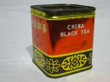 Antik kínai fekete teás fémdoboz pléh doboz